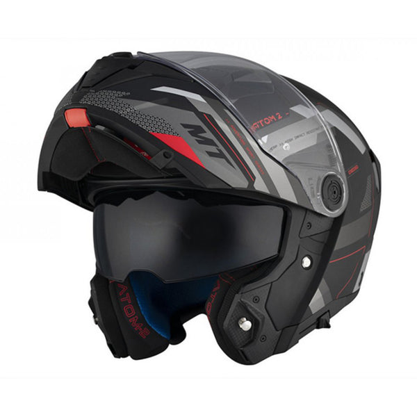 Casque Modulable MT Helmets Atom 2 SV Bast FU404SV BAST D5 Noir Mat Rouge