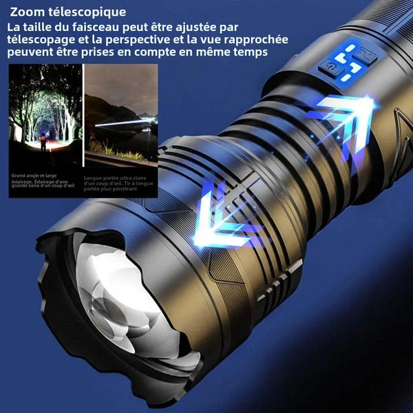 LAMPE RECHARGEABLE 12 0000 LUMENS AVEC ZOOM FOCUS REGLABLE