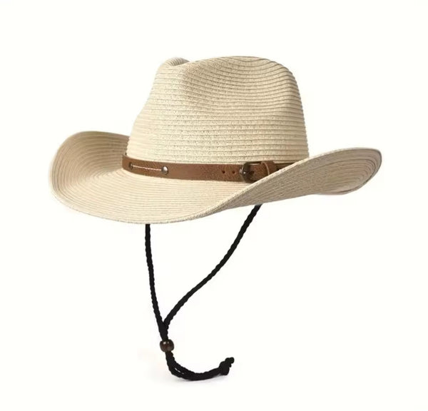 CHAPEAU DE PLAGE MIXTE BORD LARGE POUR HOMME ET FEMME COULEUR BEIGE