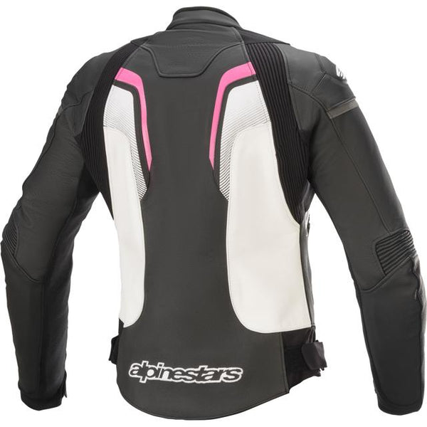 Blouson homologué Alpinestars Stella Gp Plus R V3 Leather Jacket Black White Fuchsia PRM26