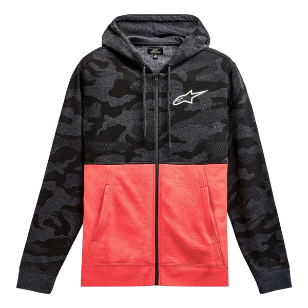 SWEAT-SHIRT ALPINESTARS CAMO BLOCK HOODIE CHARCOAL HEATHER/WARM RED 1213-51050 1816 PMO