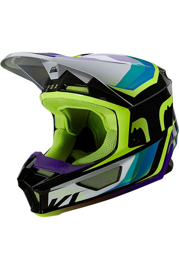 Casque Fox Racing V1 Tro Helmet Bleu Jaune Fluo