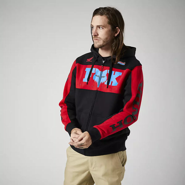 Sweat Shirt Fox Racing Honda Hrc Zip Fleece Noir Rouge PMO