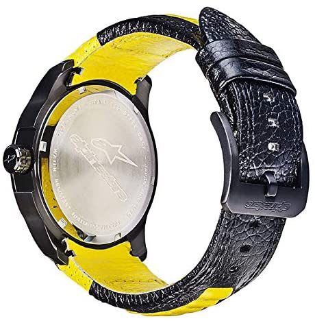 Montre ALPINESTARS Tech Watch 3H Black Yellow Lether Strap Noir Jaune
