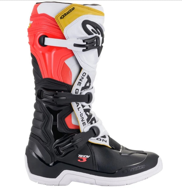 Bottes Alpinestars Tech 3 Noir Blanc Rouge Fluo