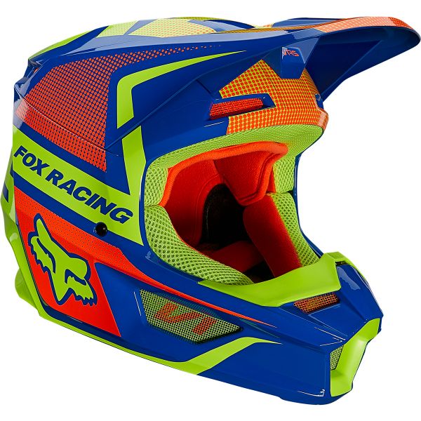 Casque Fox Racing V1 Oktiv Helmet Orange Bleu Jaune Fluo 25824-002