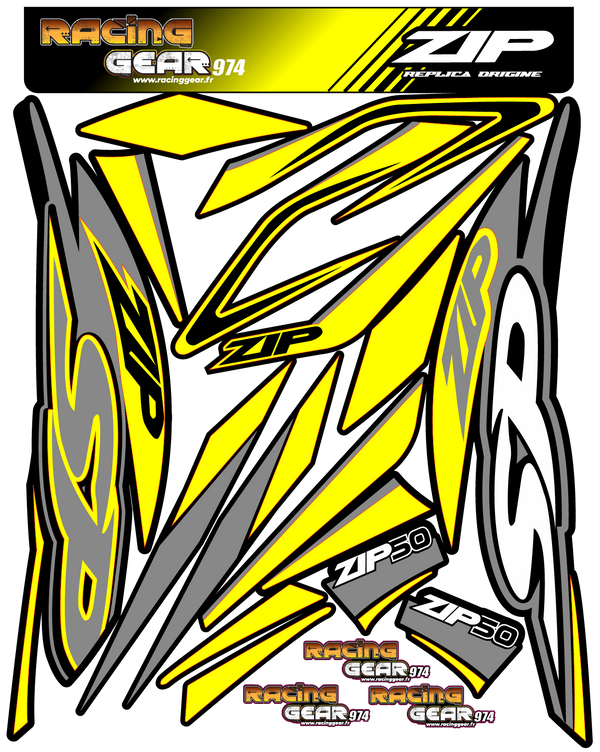 Planche Stickers Piaggio zip jaune