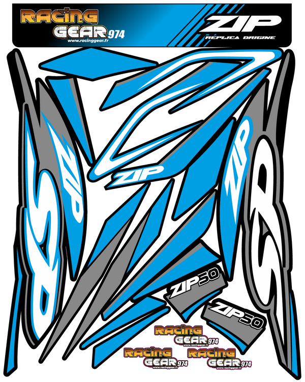 Planche Stickers Piaggio zip Bleu