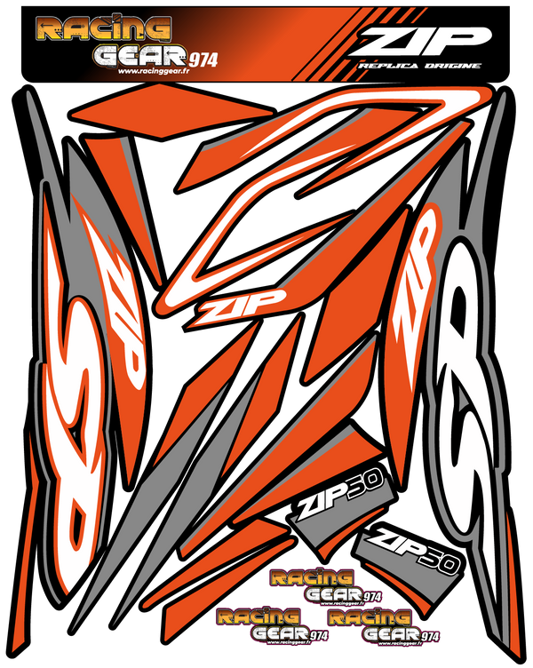 Planche Stickers Piaggio zip Orange