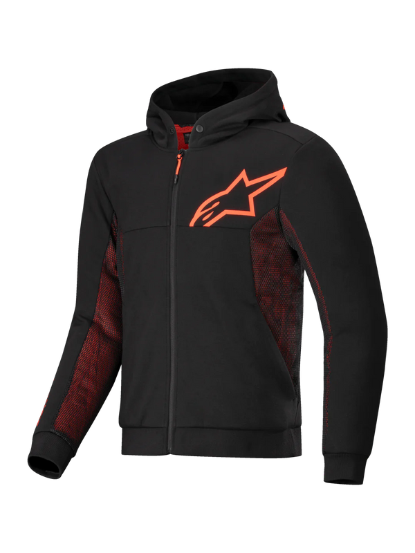 BLOUSON ALPINESTARS CHROME AIR  SPORT HOODIE BLACK RED FLUO