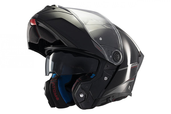 CASQUE  MODULABLE MT HELMETS ATOM 2 SV SOLID A1 NOIR BRILLANT FU404SV