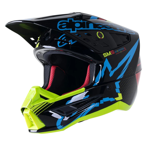 Casque Alpinestars S-M5 ACTION HELMET ECE NOIR/BLEU/JAUNE FLUO 8306022-1757 PROMO CASQUE
