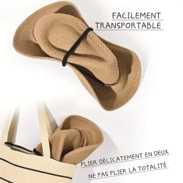 CHAPEAU DE PLAGE MIXTE BORD LARGE POUR HOMME ET FEMME COULEUR KAKI