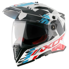 CASQUE AXOR X CROSS DUAL VISOR BLEU BLANC ROUGE