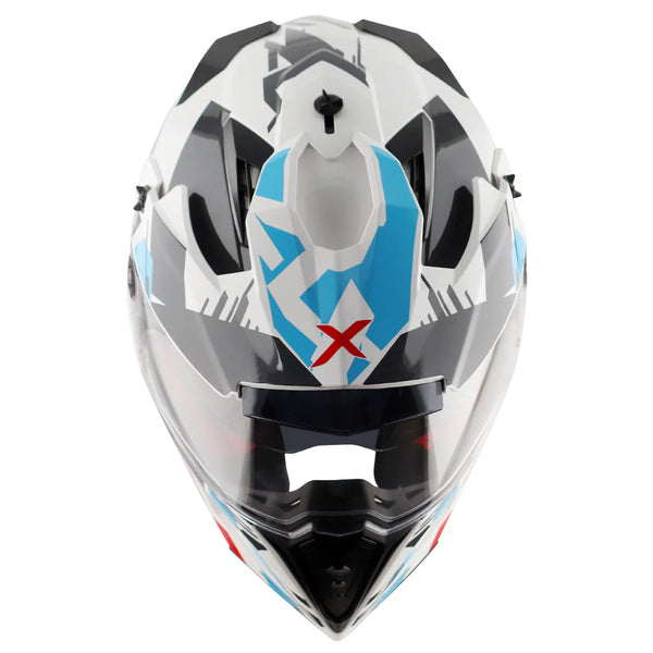 CASQUE AXOR X CROSS DUAL VISOR BLEU BLANC ROUGE