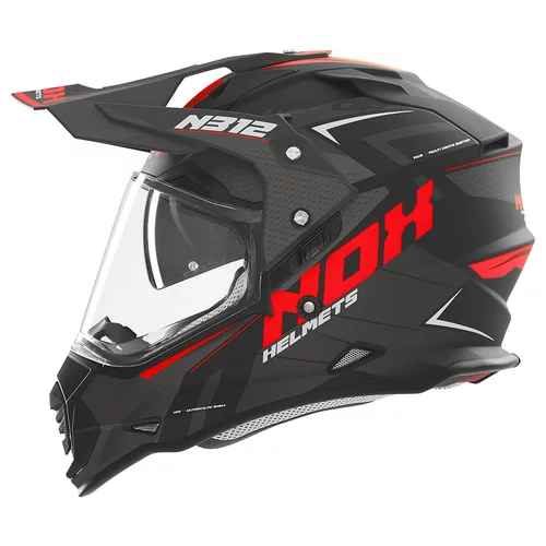 CASQUE CROSS  NOX N312 VAPOR NOIR MATT ROUGE