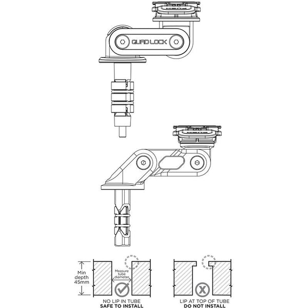 QUAD LOCK SUPPORT FORK STEM QUAD LOCK PRO(POUR SPORTIVE) MONTAGE COLONNE DIRECTION QLM-FSM-PRO