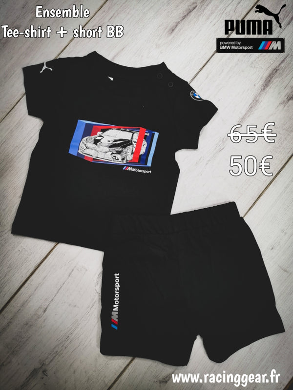 Destockage Ensemble Tee-Shirt + Short Enfant Puma BMW Motorsport Noir 531273 01