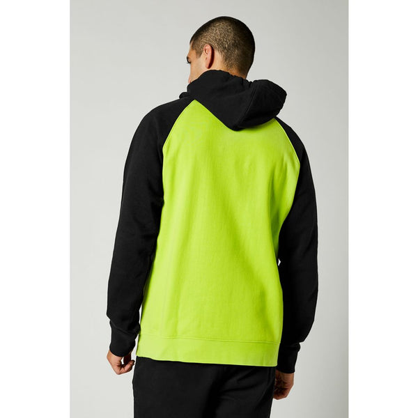 DESTOCKAGE Sweat-Shirt Fox Racing Emblem Raglan Po Fleece Noir Jaune Fluo