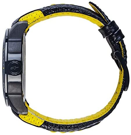 Montre ALPINESTARS Tech Watch 3H Black Yellow Lether Strap Noir Jaune