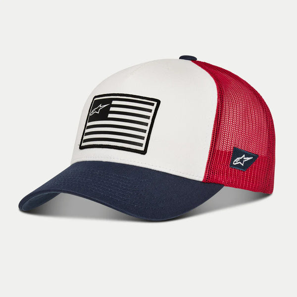 CASQUETTE ALPINESTARS FLAG SNAPBACK HAT WHITE NAVY RED 1211-81013 2074