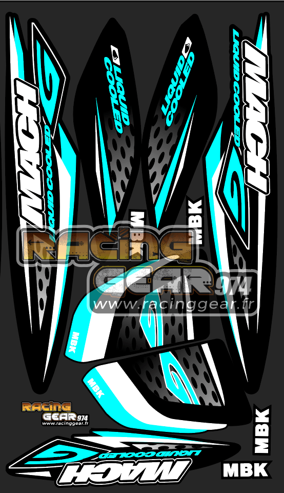 Planche Stickers Mach G Bleu Turquoise