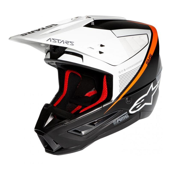 Casque Alpinestars S-M5 Rayon Helmet Ece Noir Blanc Orange