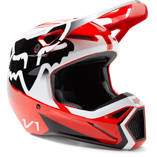 CASQUE FOX RACING LEED V1 ROUGE FLUO BLANC 29657-110 PROMO CASQUE