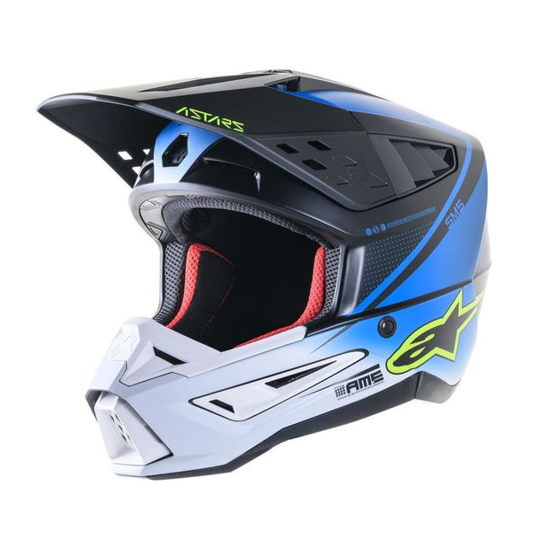 Casque Alpinestars S-M5 RAYON HELMET ECE BLEU NIGHTLIFE UCLA/ BLANC MAT  8304021 9702